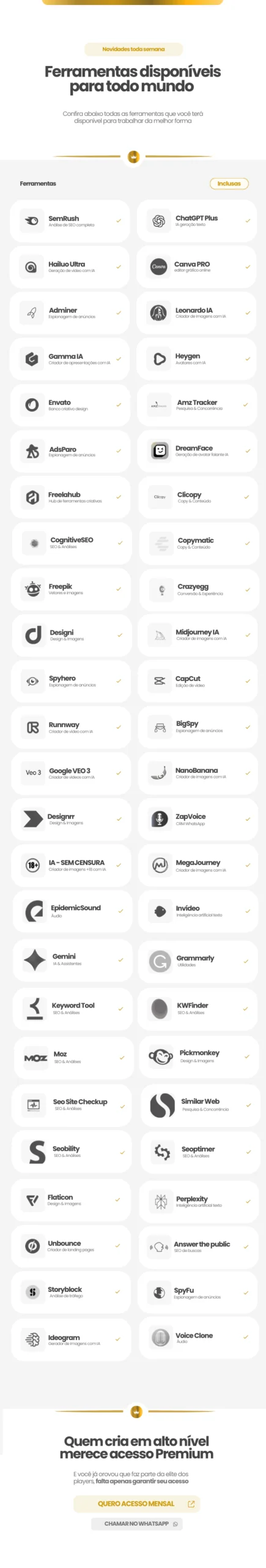 Catálogo de ferramentas RatoAcess